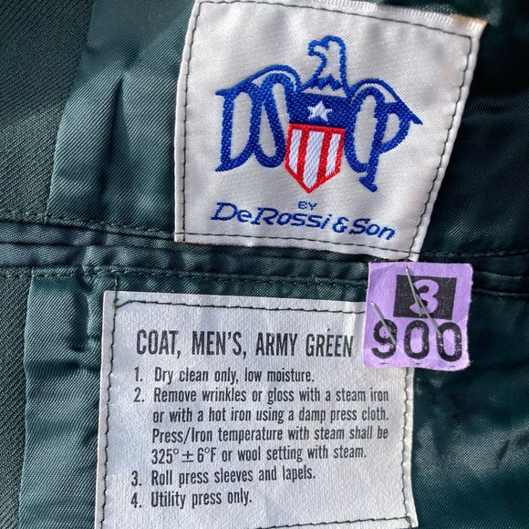 Vintage U.S. Army Men's Coat Green 36R Dress Uniform DeRossi & Son Overcoat - Picture 2 of 10